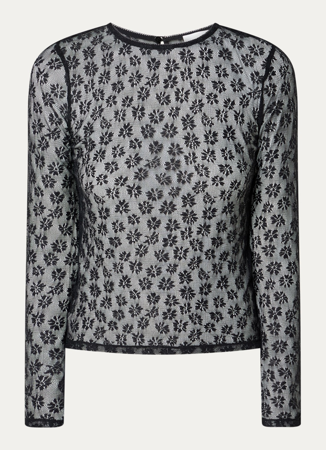 Claudie Pierlot Semi-transparante top van kant - voorkant 3 zwart