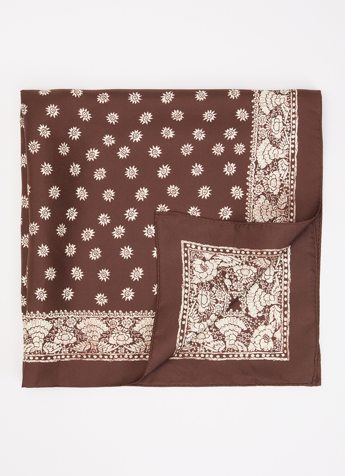 Claudie Pierlot Sjaal van zijde met print 65 x 65 cm - voorkant 3 kastanjebruin