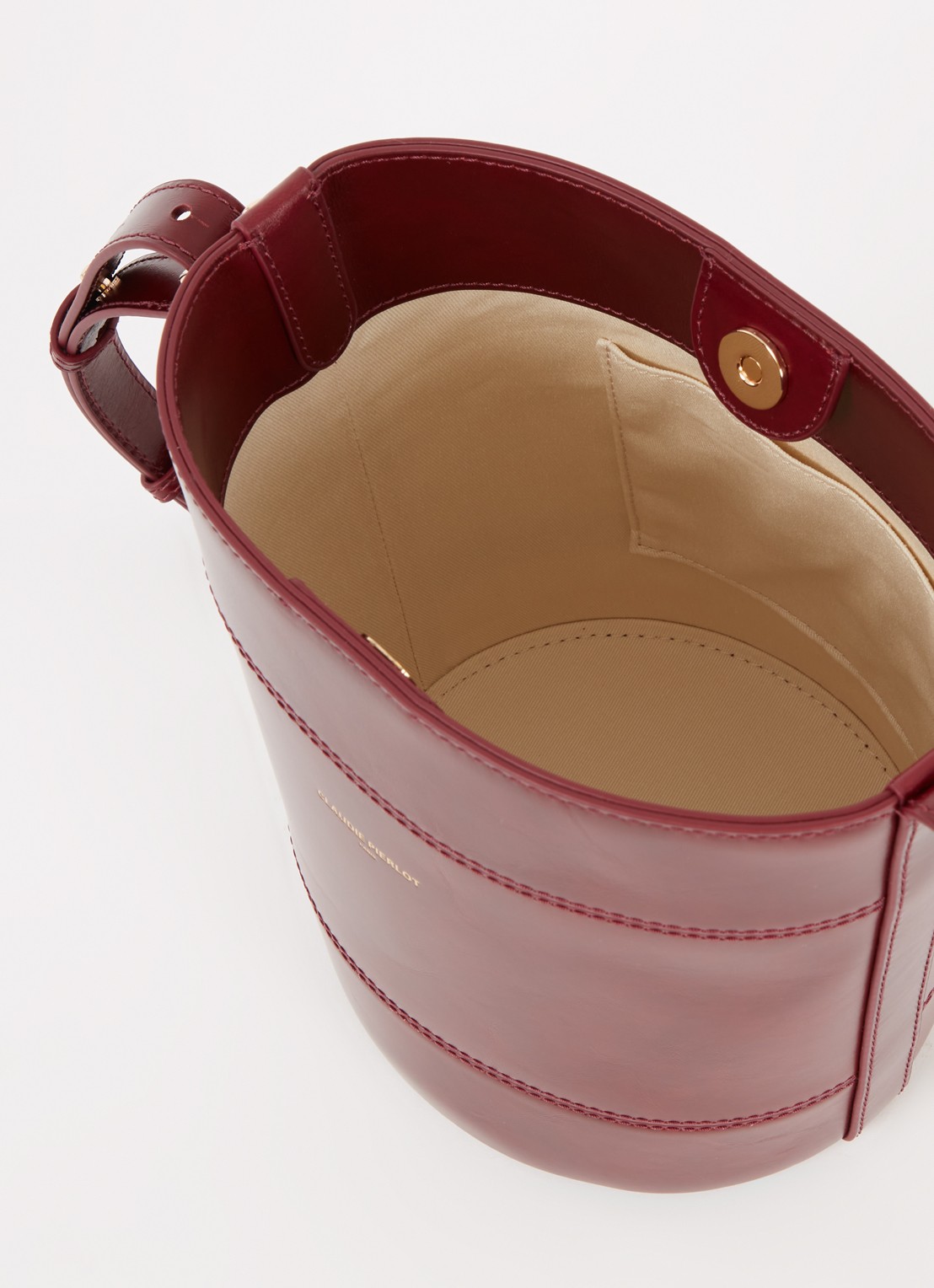 Claudie Pierlot Solveig crossbodytas van kalfsleer - detail 2 bordeauxrood