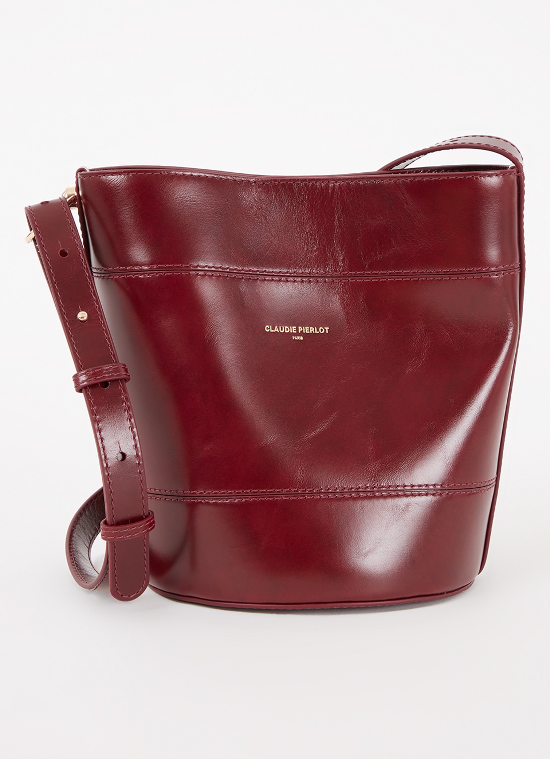 Claudie Pierlot Solveig crossbodytas van kalfsleer - voorkant 4 bordeauxrood