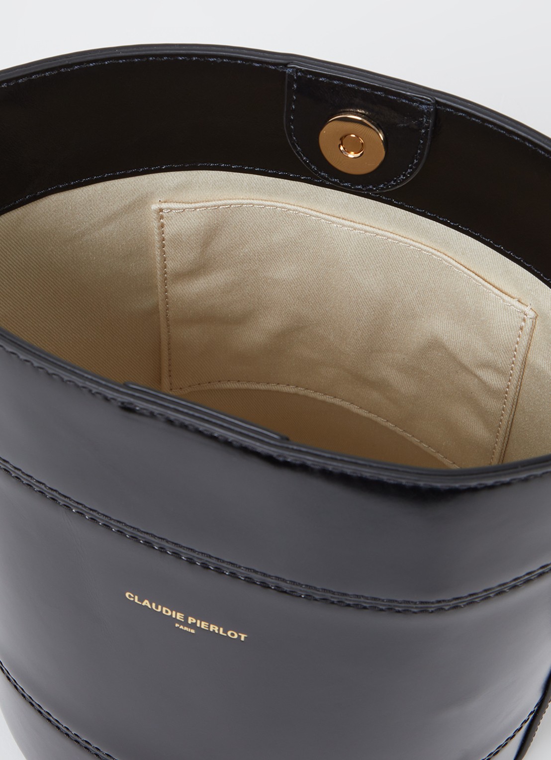 Claudie Pierlot Solveig crossbodytas van kalfsleer - detail 3 zwart
