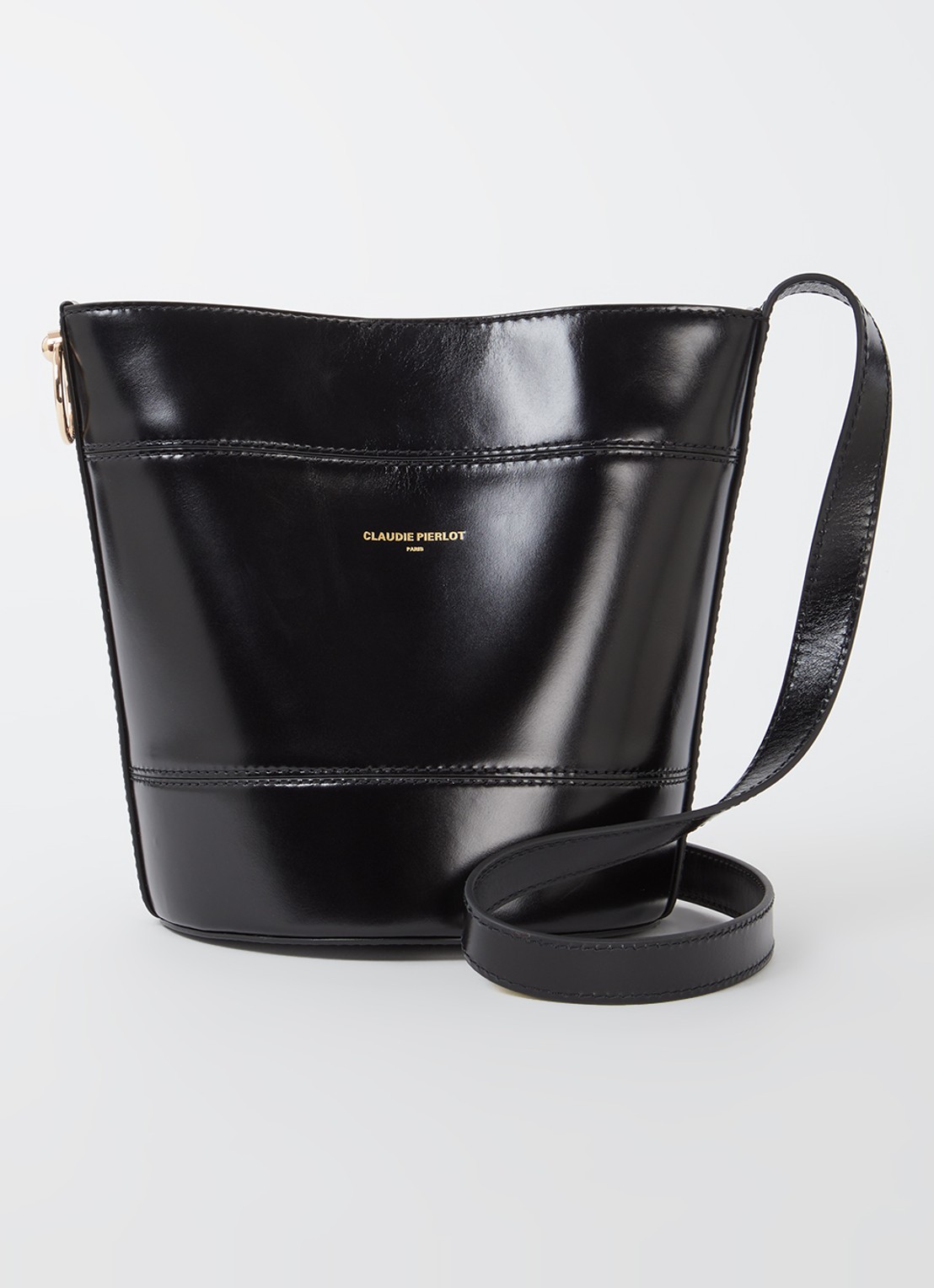 Claudie Pierlot Solveig crossbodytas van kalfsleer - voorkant 2 zwart