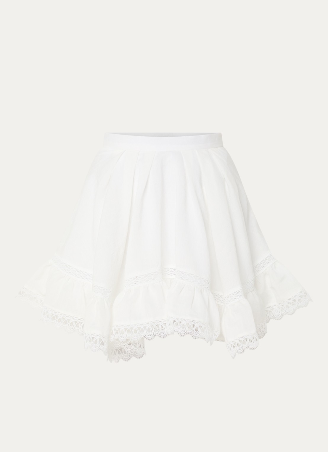 Claudie Pierlot Suzie minirok met broderie - voorkant 2 gebroken wit