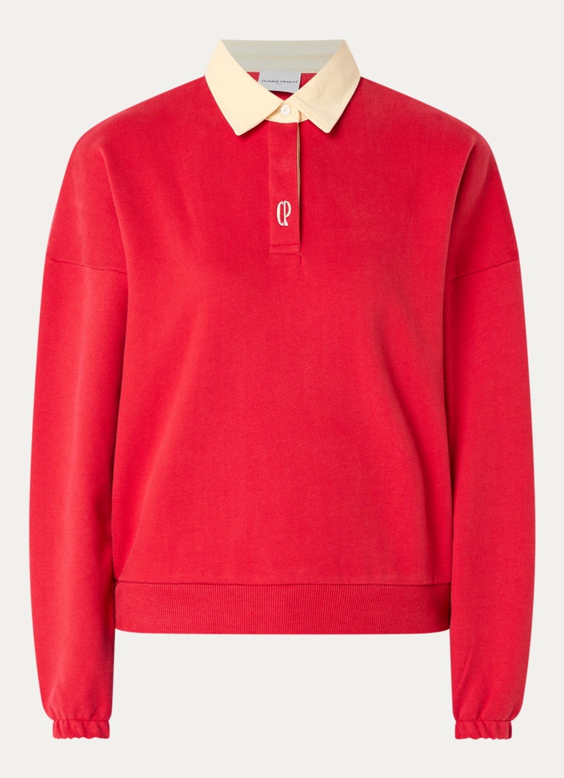 Claudie Pierlot Sweater met logoborduring en polokraag - voorkant rood