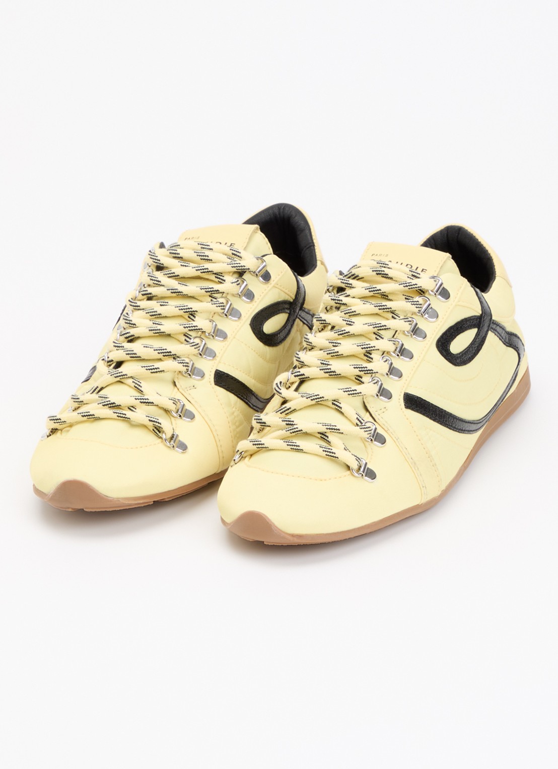 Claudie Pierlot Swing sneaker met details van kalfsleer - detail citroengeel