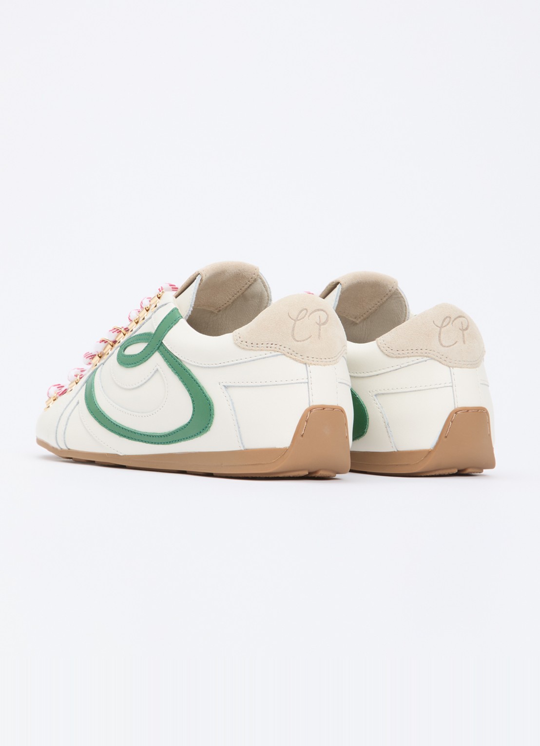 Claudie Pierlot Swing sneaker van kalfsleer met logo - achterkant 5 gebroken wit