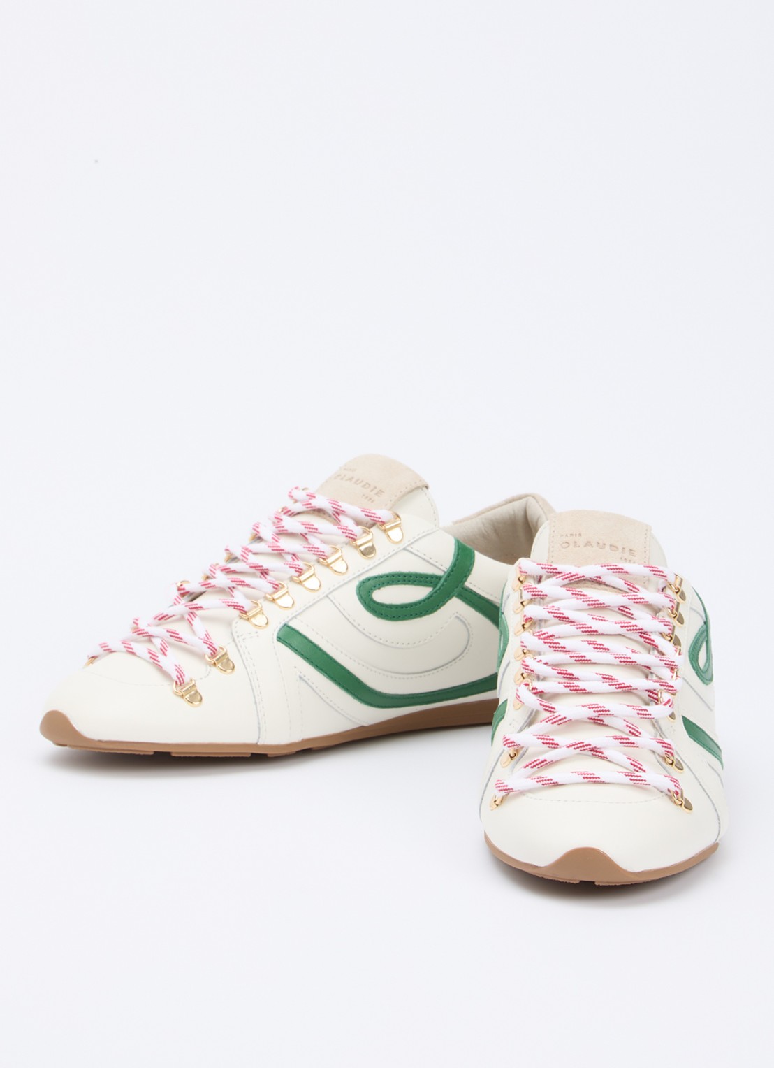 Claudie Pierlot Swing sneaker van kalfsleer met logo - detail 2 gebroken wit