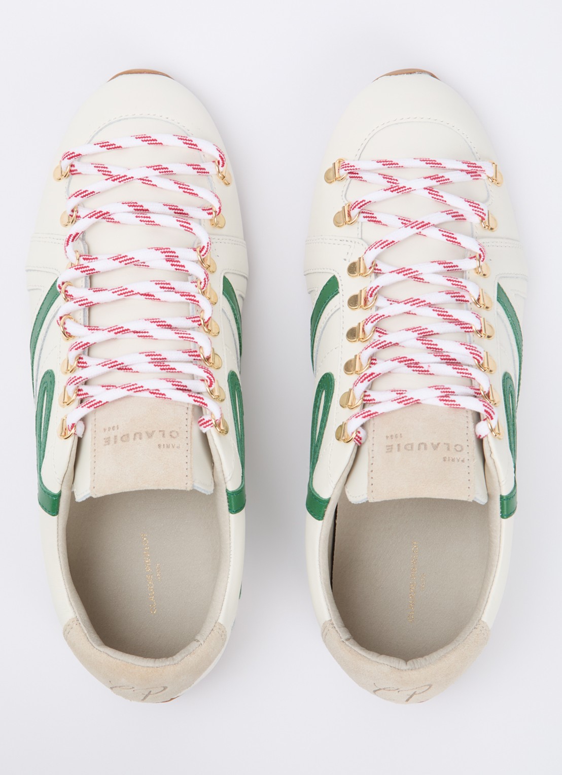 Claudie Pierlot Swing sneaker van kalfsleer met logo - detail 3 gebroken wit