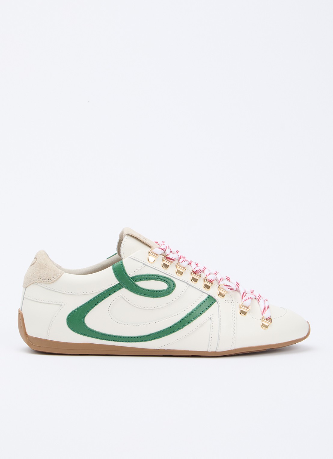 Claudie Pierlot Swing sneaker van kalfsleer met logo - voorkant gebroken wit