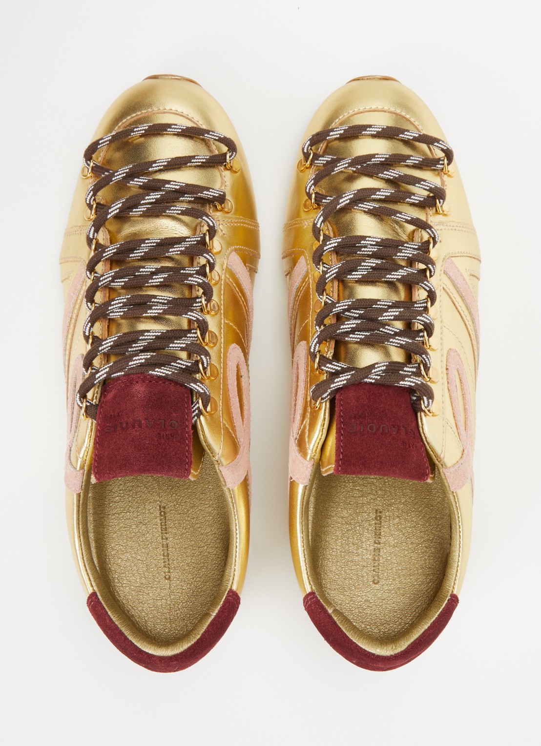 Claudie Pierlot Swing sneaker van leer met metallic finish - detail 4 goud