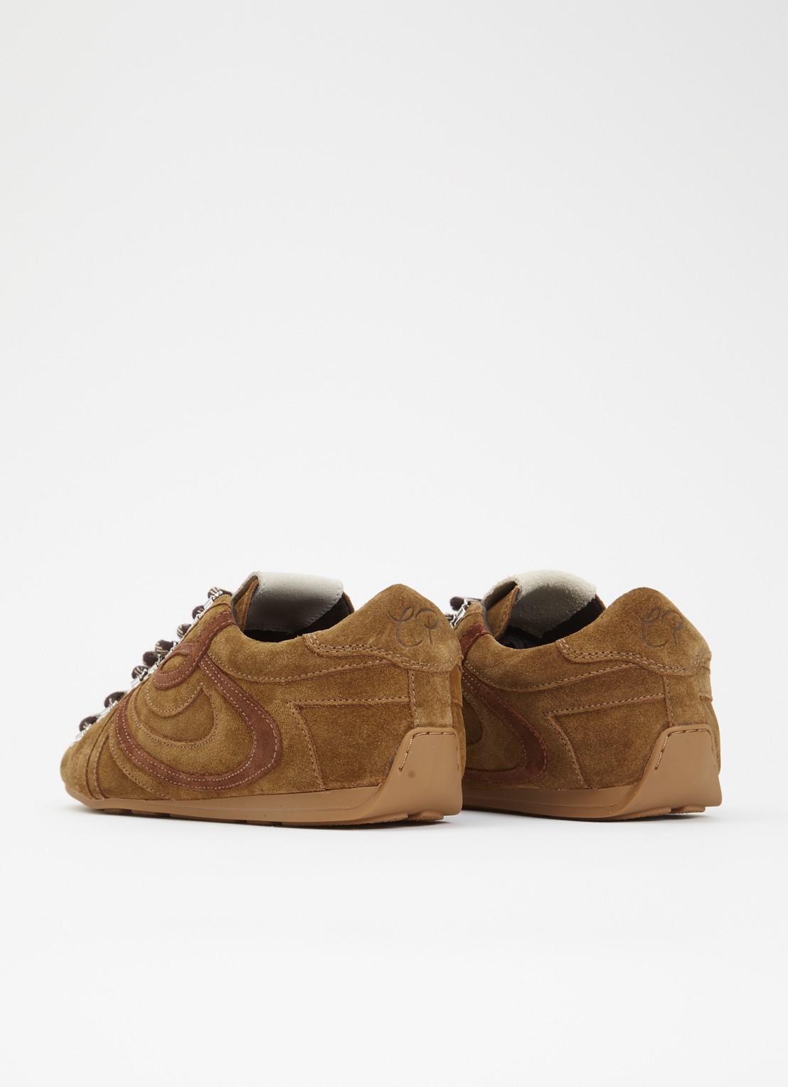 Claudie Pierlot Swing sneaker van suède met logo - achterkant bruin