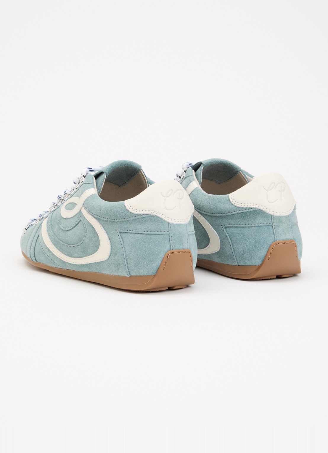 Claudie Pierlot Swing sneaker van suède - achterkant lichtblauw