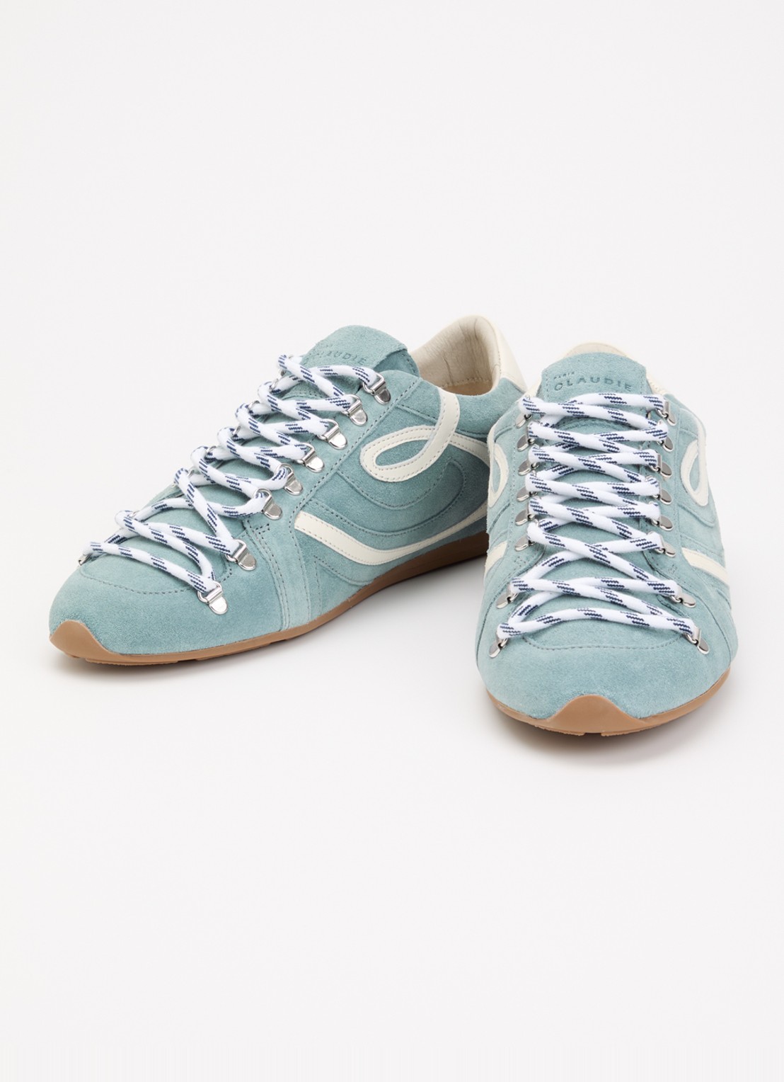 Claudie Pierlot Swing sneaker van suède - detail 5 lichtblauw