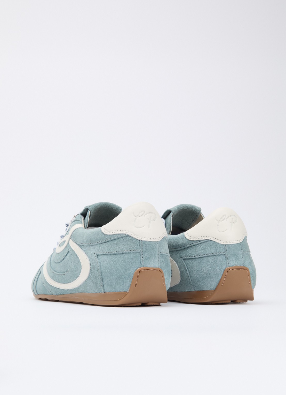 Claudie Pierlot Swing sneaker van suède - achterkant 2 lichtblauw