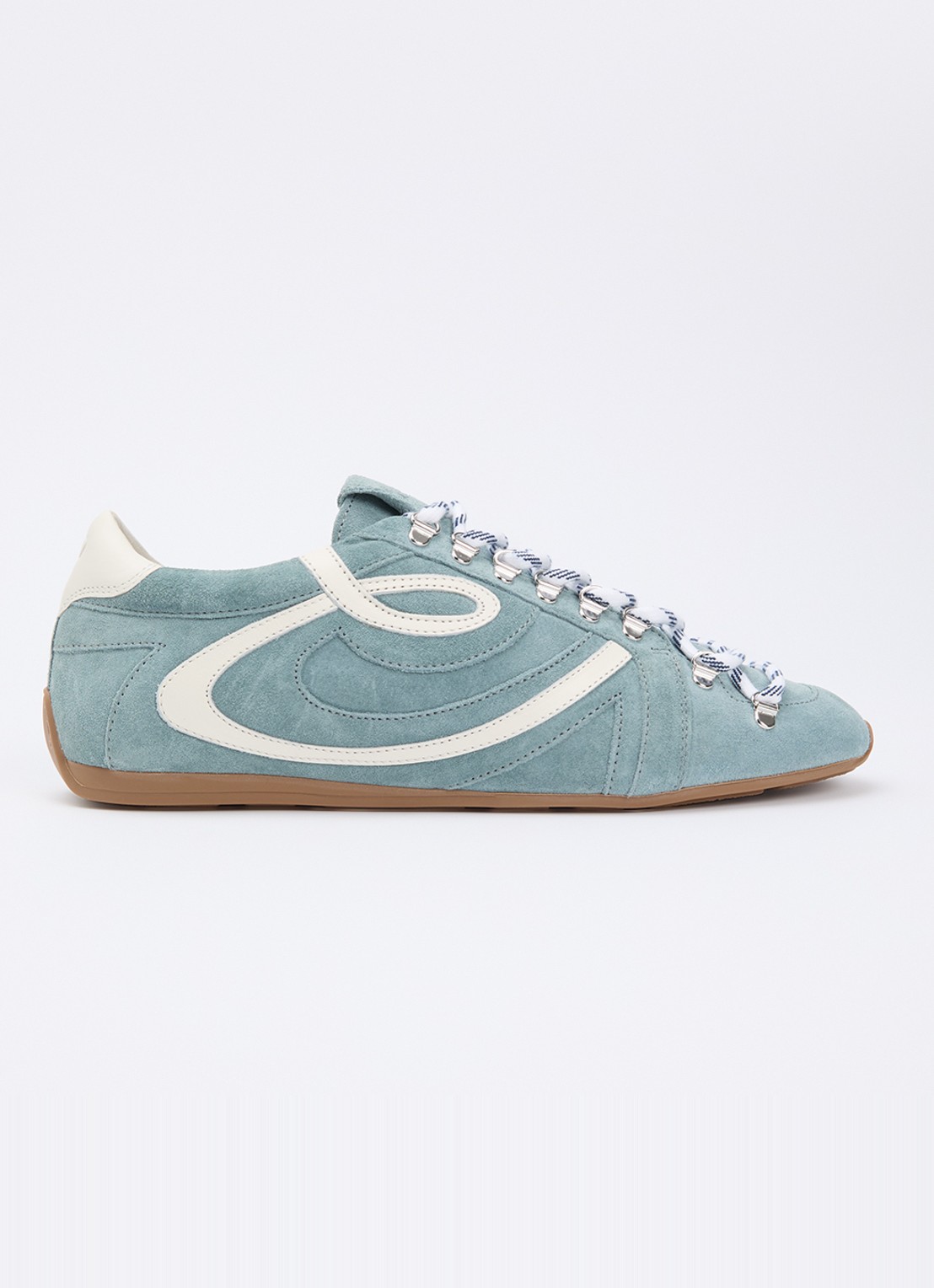 Claudie Pierlot Swing sneaker van suède - voorkant 4 lichtblauw