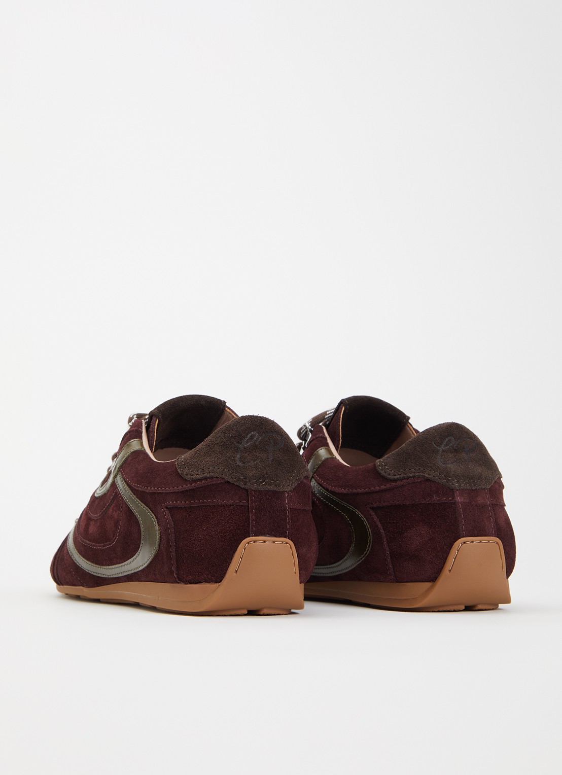 Claudie Pierlot Swing sneaker van suède - achterkant 3 bordeauxrood