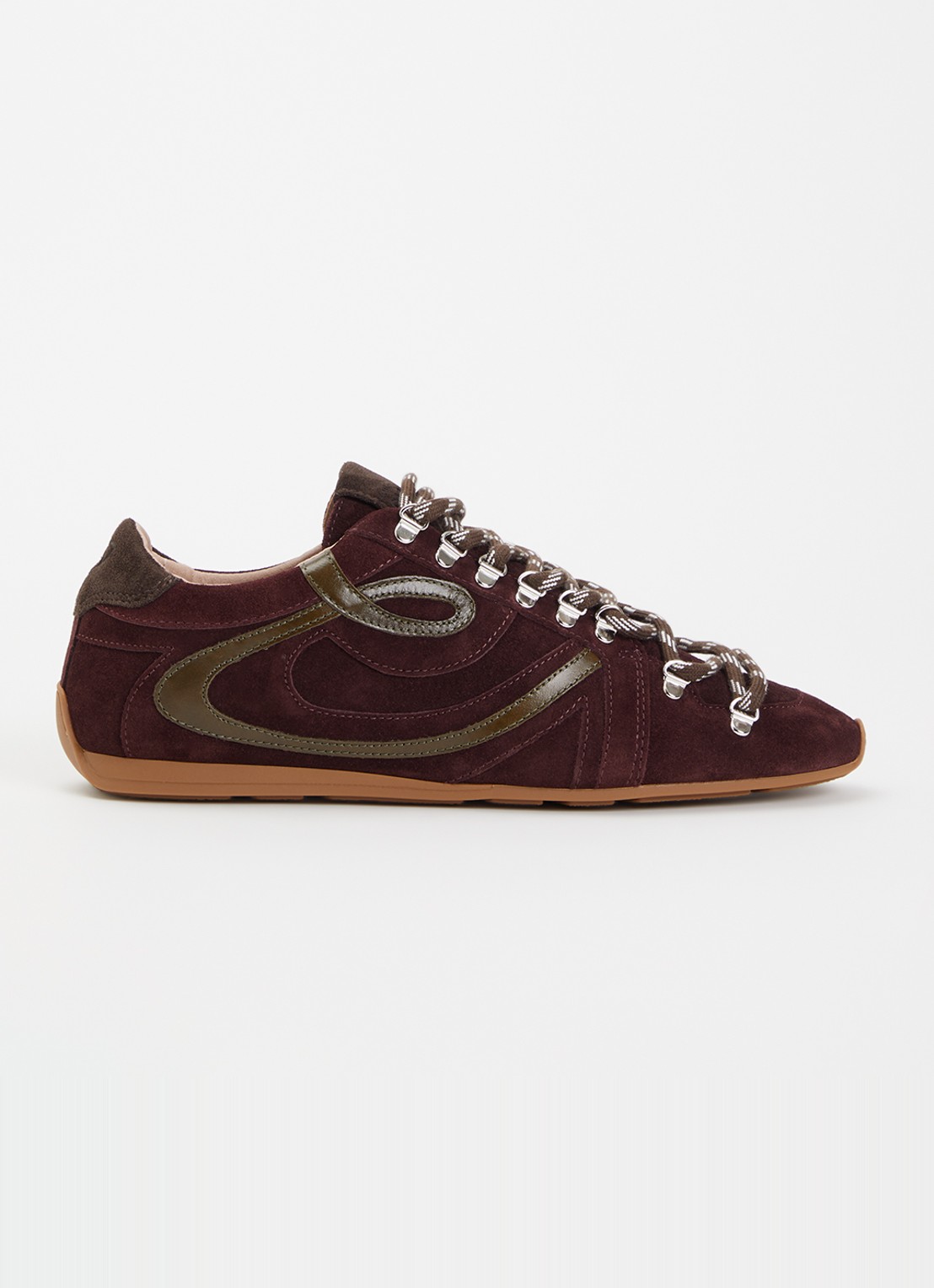Claudie Pierlot Swing sneaker van suède - voorkant bordeauxrood