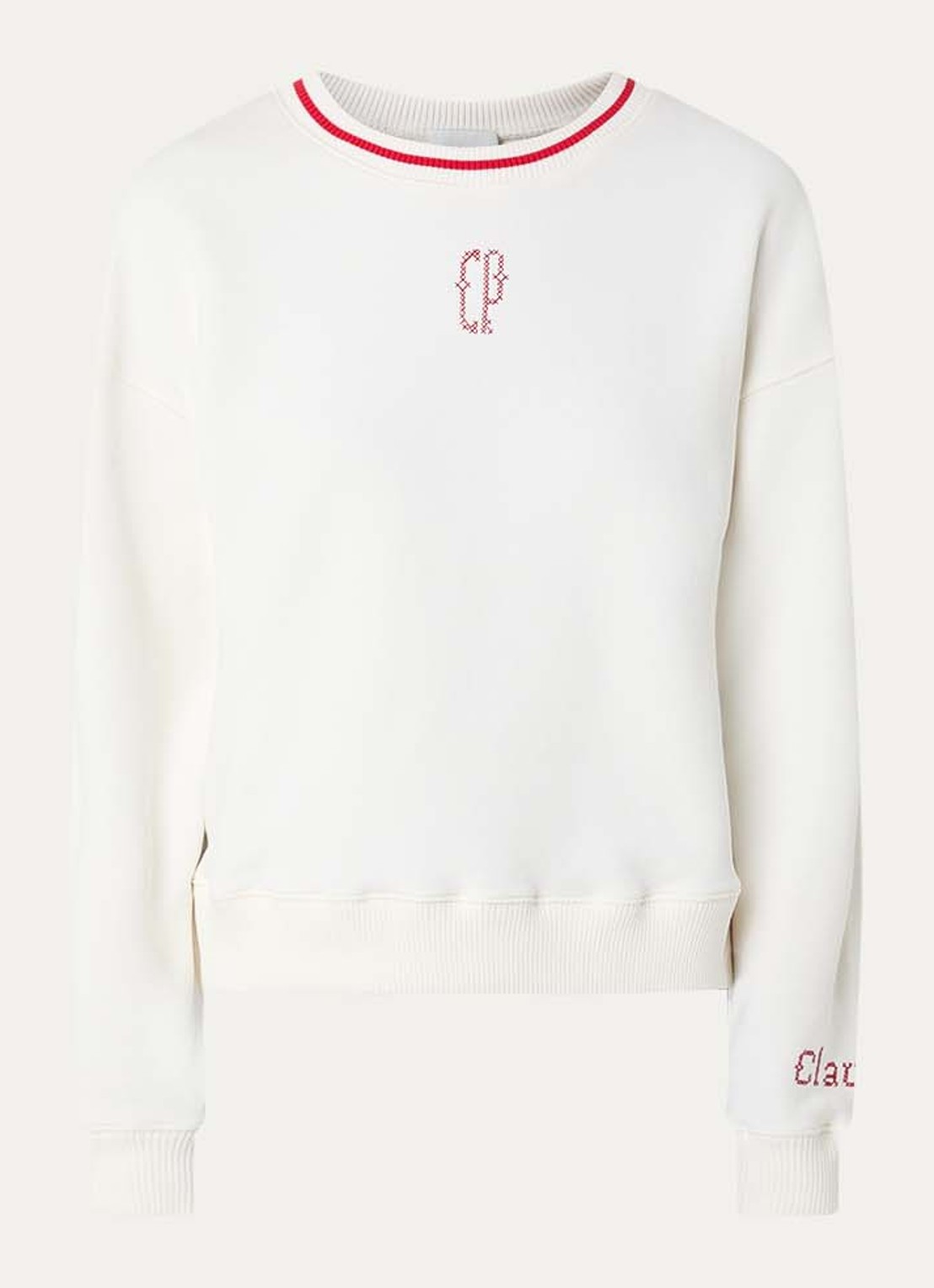Claudie Pierlot Tako sweater met logoborduring - voorkant 2 gebroken wit
