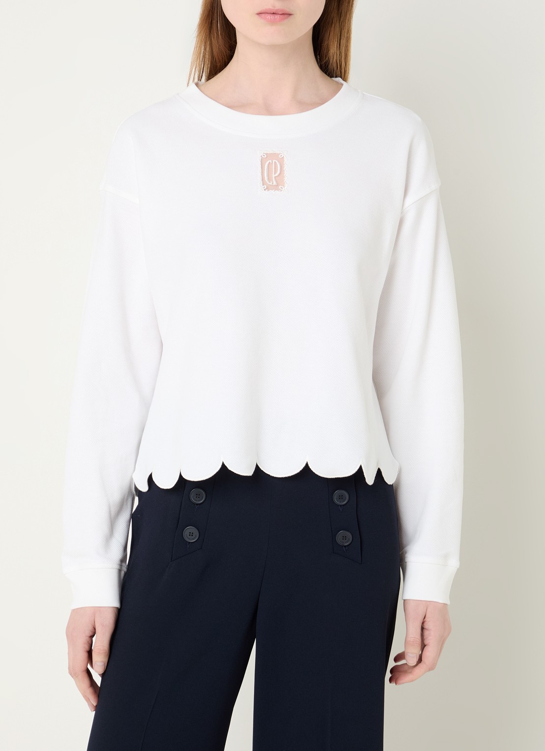 Claudie Pierlot Talyna fijngebreide trui met logoborduring - detail 4 wit