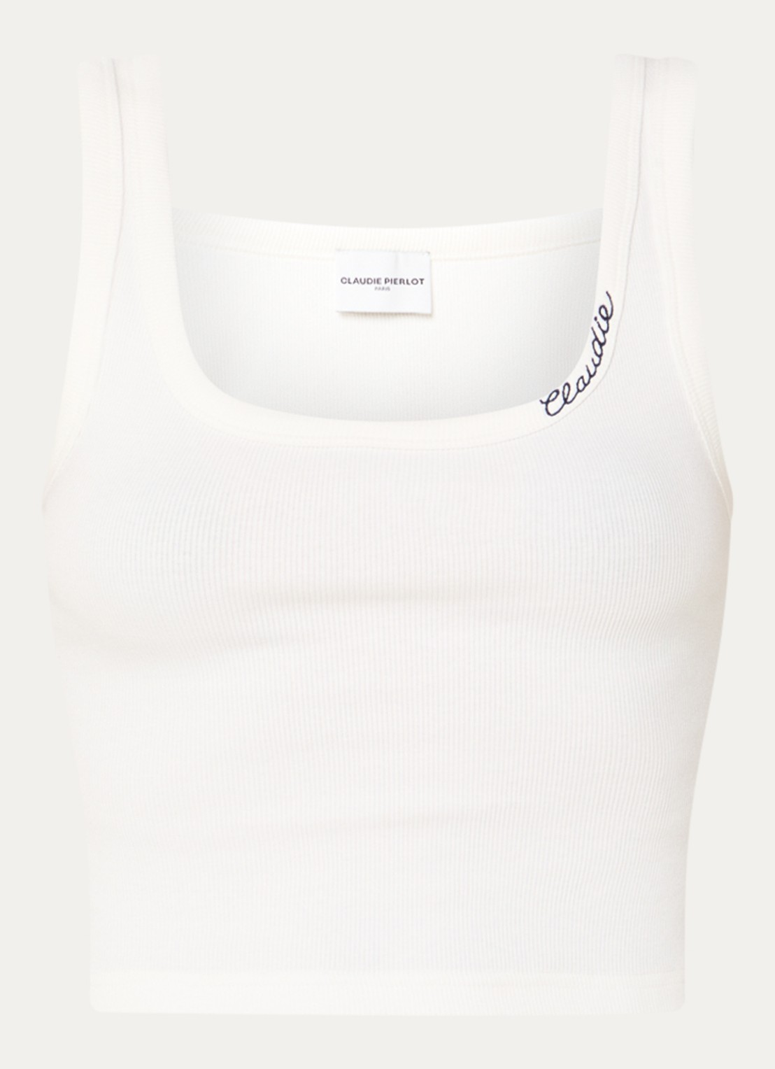 Claudie Pierlot Tanktop met logo - voorkant gebroken wit