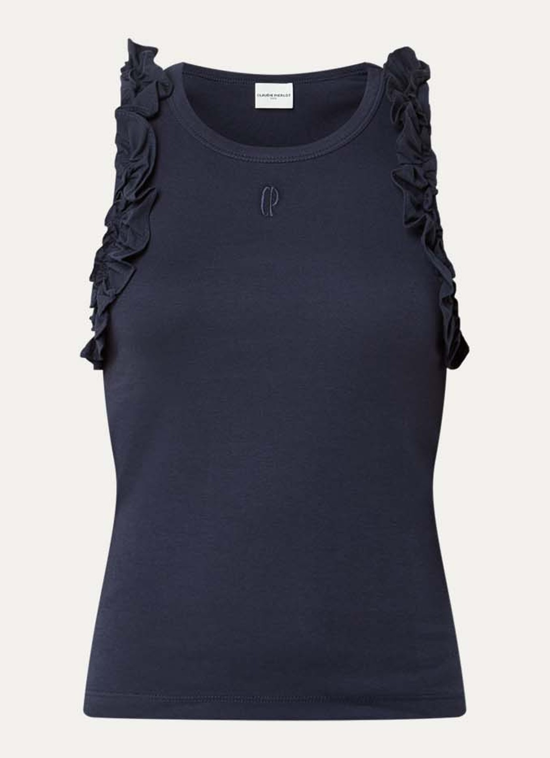 Claudie Pierlot Tanktop met ruches - voorkant 3 donkerblauw