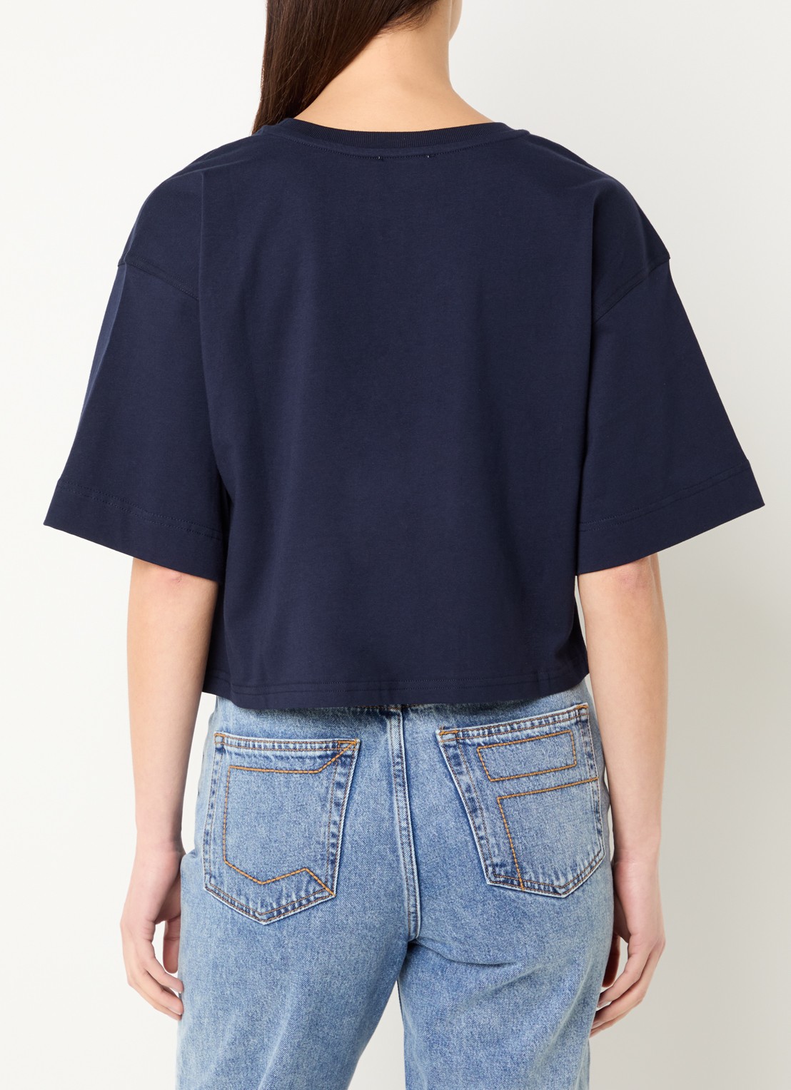 Claudie Pierlot Tonia T-shirt met logo - achterkant donkerblauw