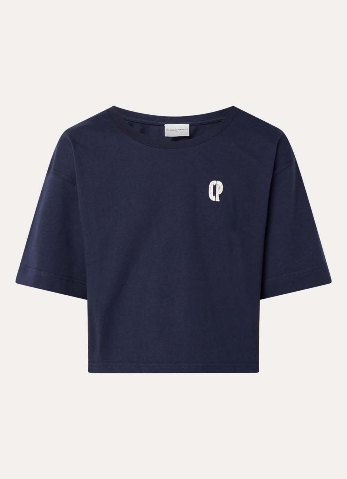 Claudie Pierlot Tonia T-shirt met logo - voorkant 2 donkerblauw