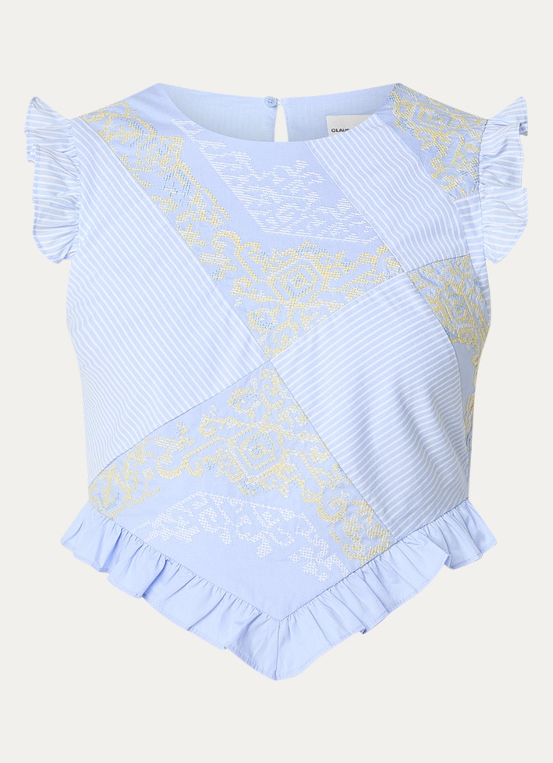Claudie Pierlot Top met asymmetrische zoom - voorkant 2 lichtblauw