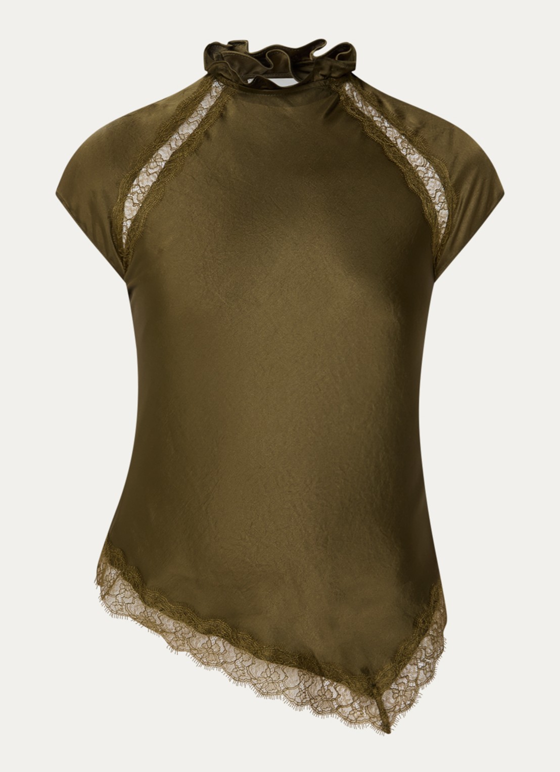 Claudie Pierlot Top met details van kant - voorkant bronsgroen