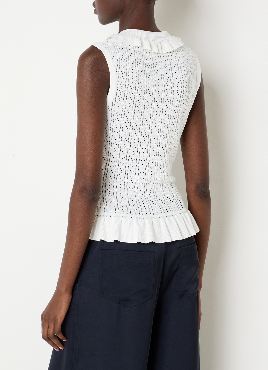 Claudie Pierlot Top met opengewerkt dessin en cut-out detail - achterkant gebroken wit