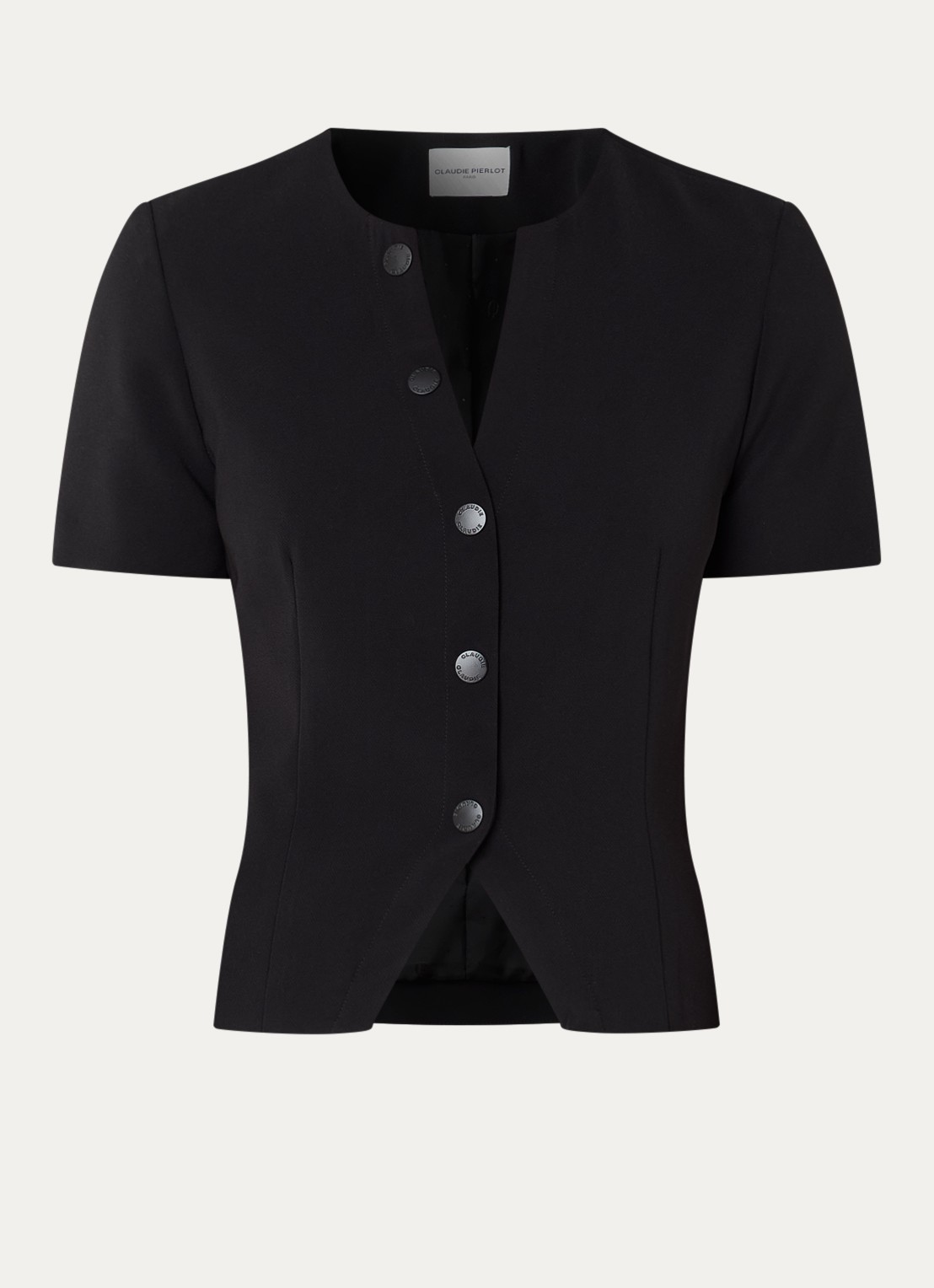 Claudie Pierlot Top met ronde hals - voorkant 2 zwart