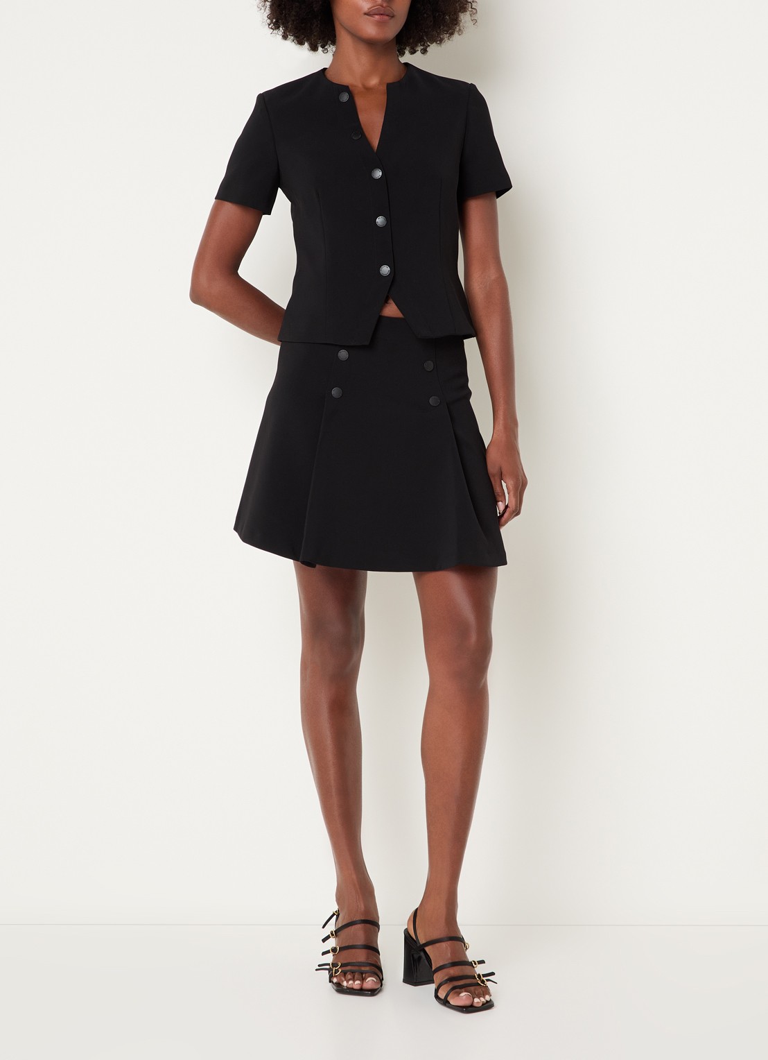 Claudie Pierlot Top met ronde hals - voorkant 3 zwart