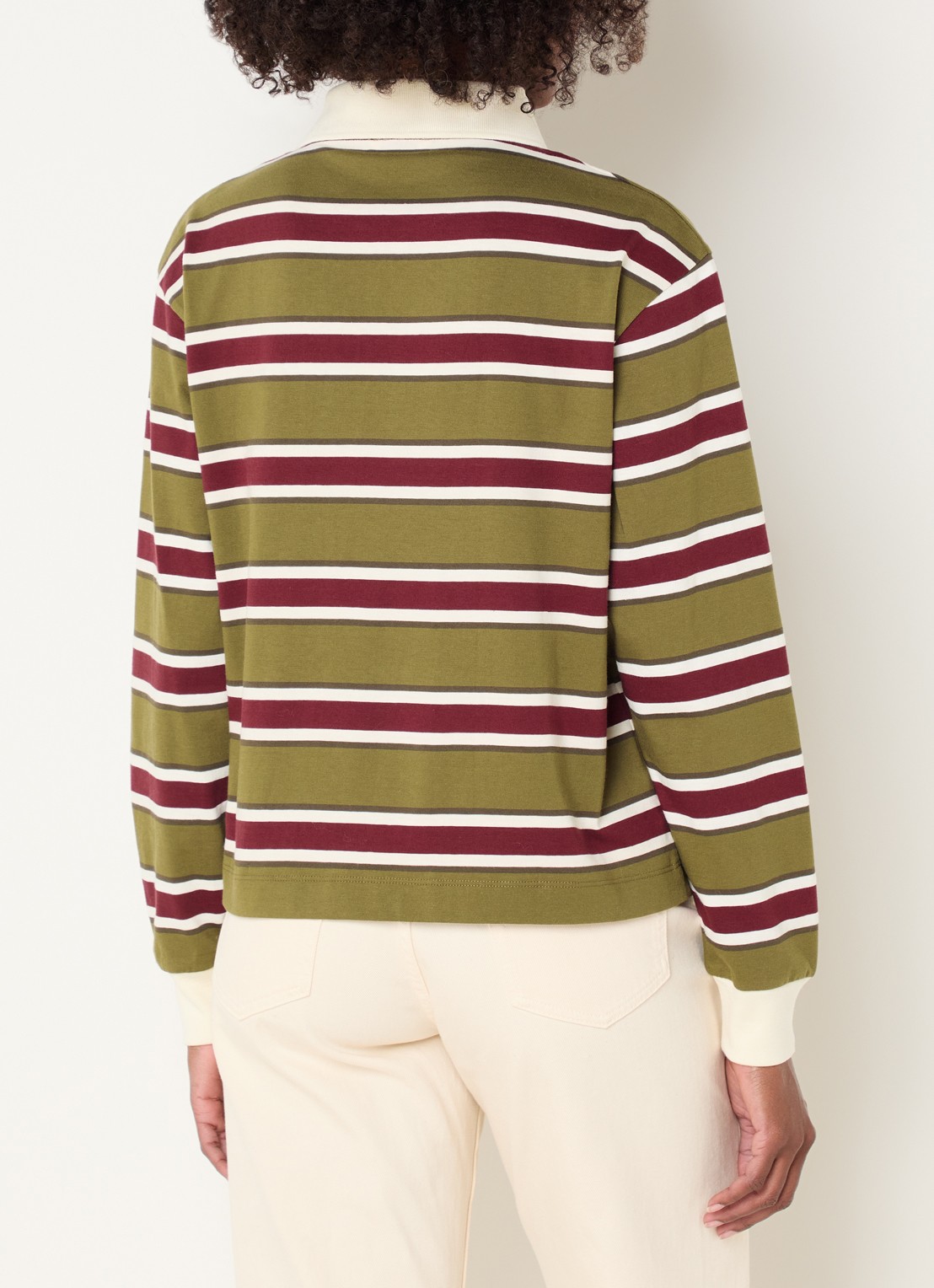 Claudie Pierlot Top met streepprint en kraag - achterkant 2 mosgroen