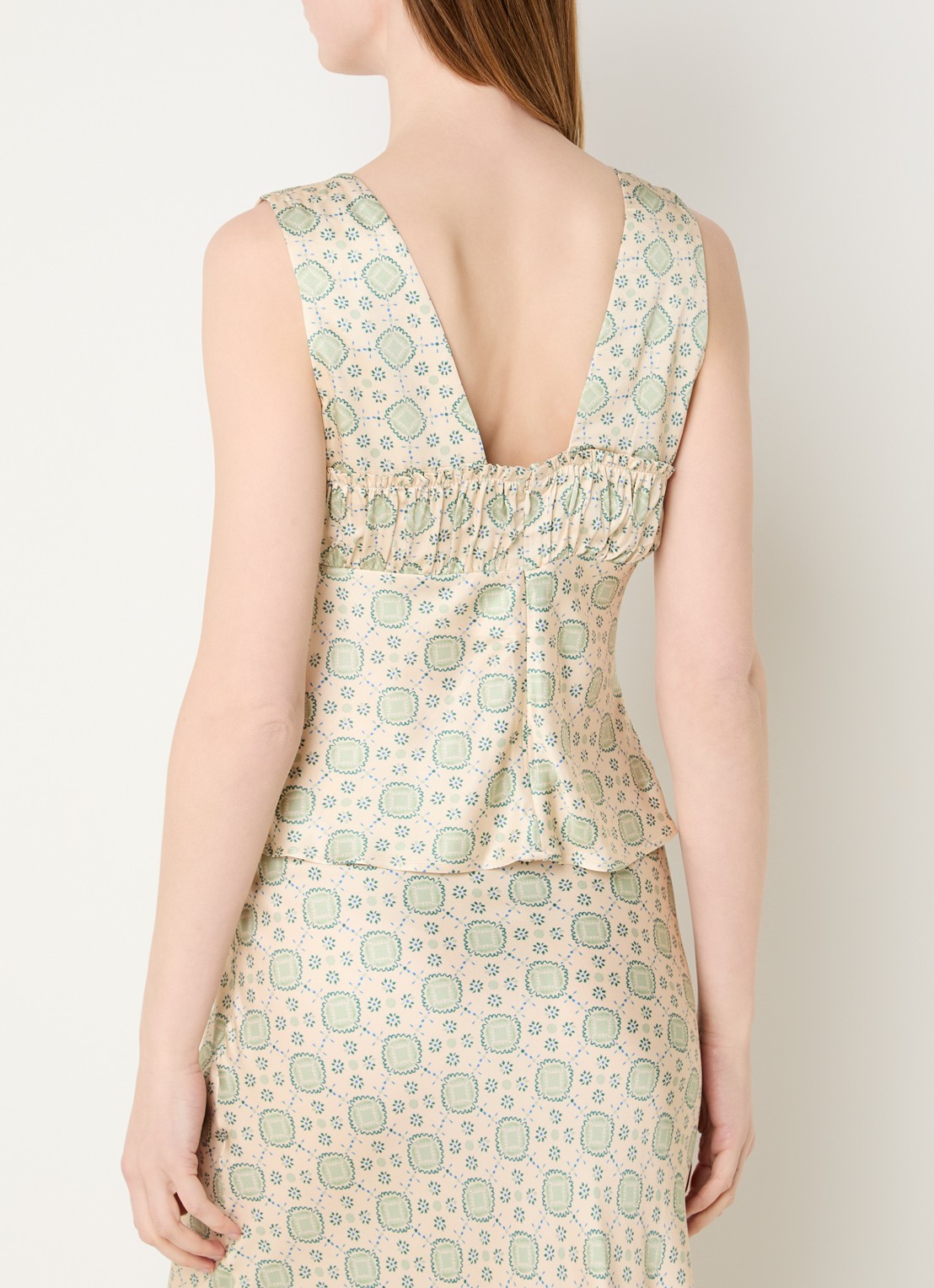 Claudie Pierlot Top met V-hals en print - achterkant 2 lichtgroen