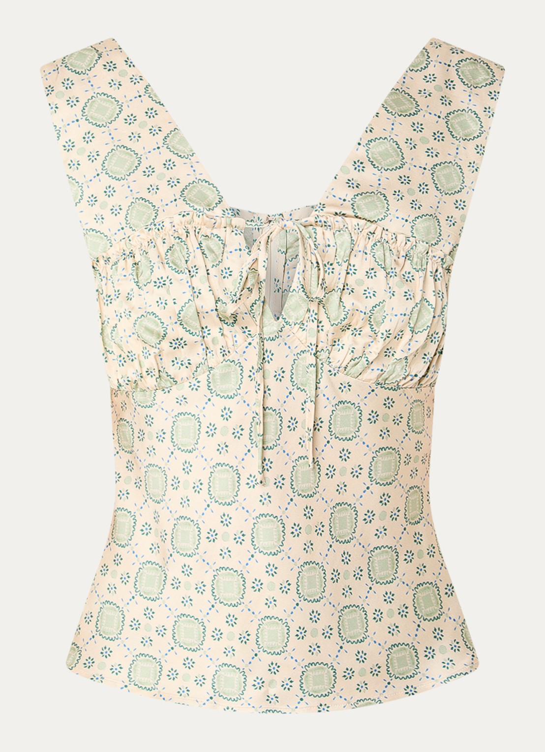 Claudie Pierlot Top met V-hals en print - voorkant 3 lichtgroen