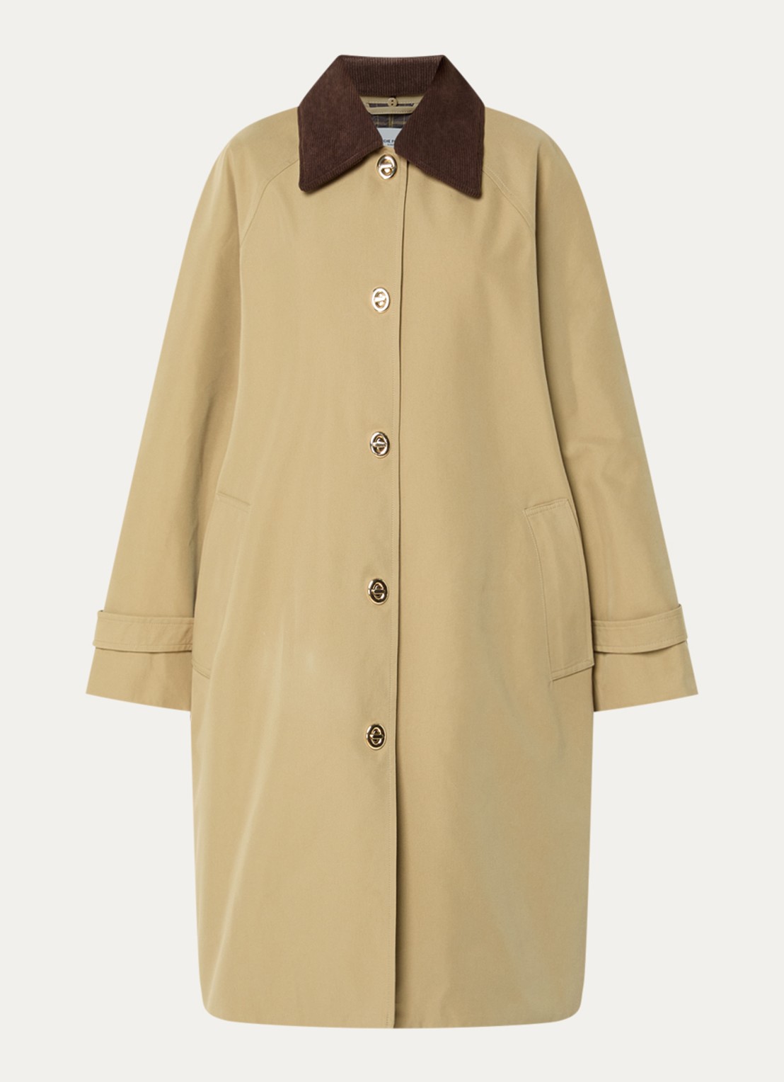 Claudie Pierlot Trenchcoat met steekzakken - voorkant 3 mosterd