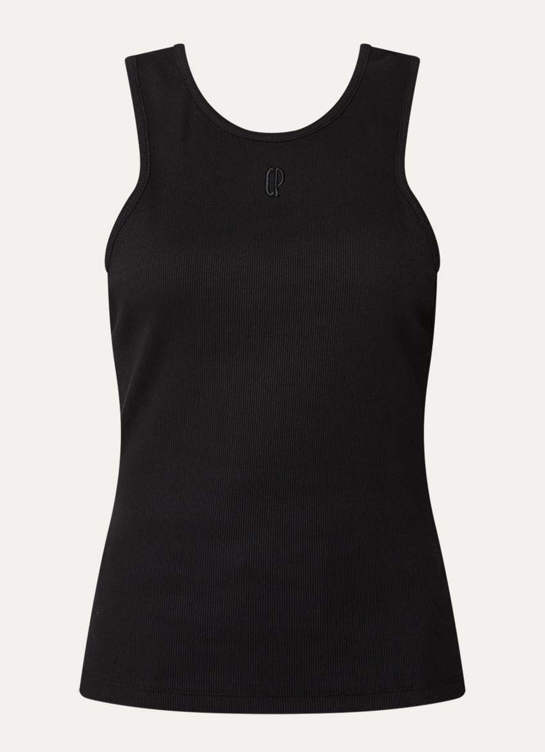 Claudie Pierlot Tuliana tanktop met logoborduring - voorkant 2 zwart