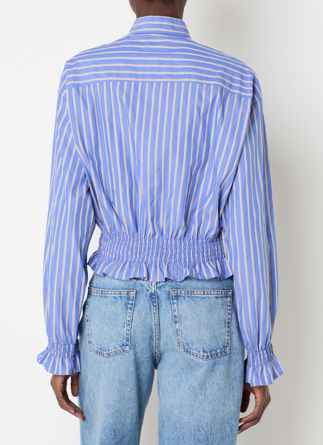 Claudie Pierlot Tuniek met smockwerk en streepprint - achterkant 4 blauw
