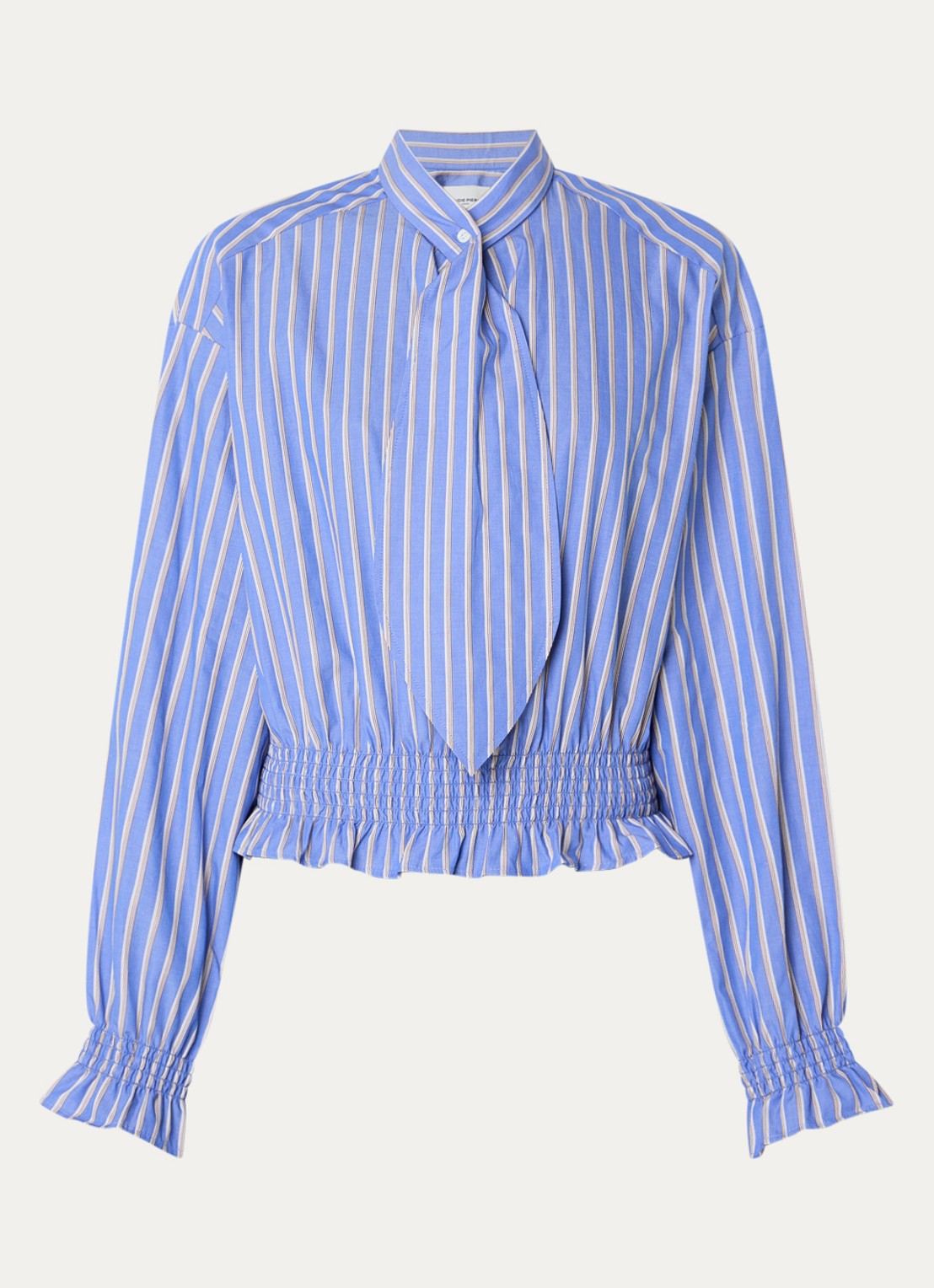 Claudie Pierlot Tuniek met smockwerk en streepprint - voorkant 2 blauw