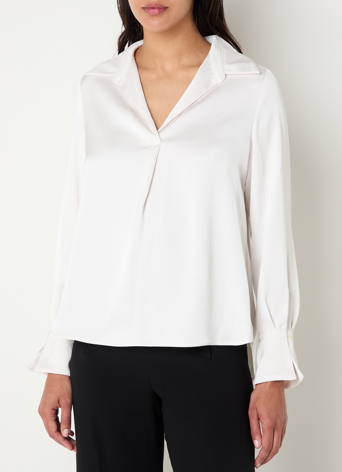 Claudie Pierlot Tuniek van satijn met V-hals - detail 3 creme