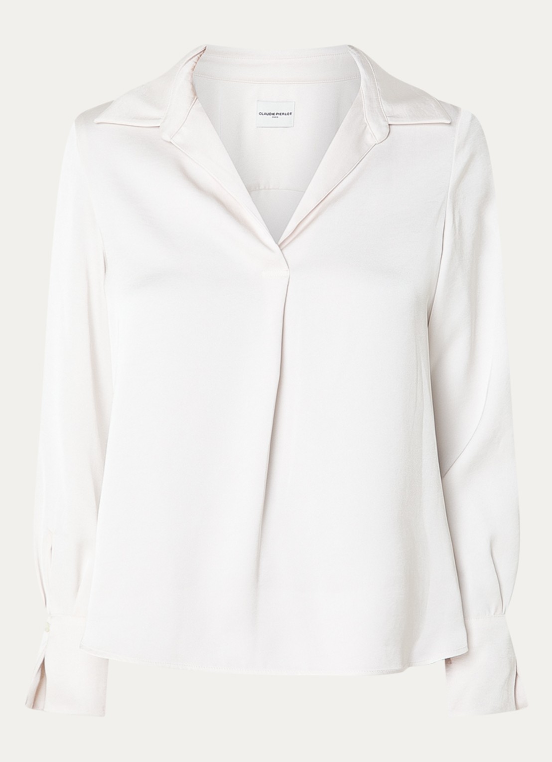 Claudie Pierlot Tuniek van satijn met V-hals - voorkant creme