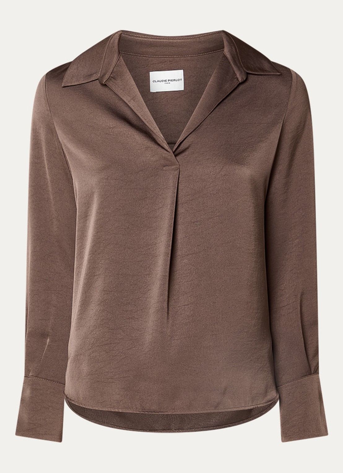 Claudie Pierlot Tuniek van satijn met V-hals - voorkant 3 bruin