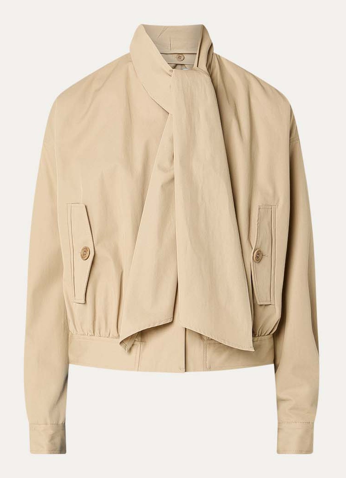 Claudie Pierlot Vally bomberjack met sjaalkraag - voorkant 2 zand
