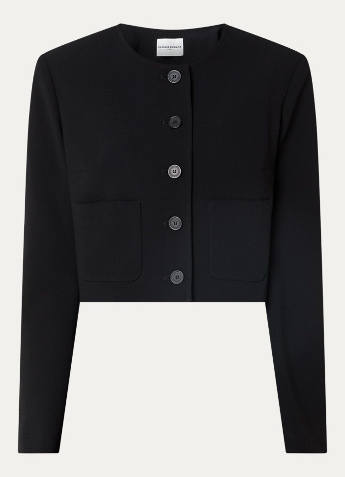 Claudie Pierlot Vanilleter cropped jack met opgestikte zakken - voorkant zwart