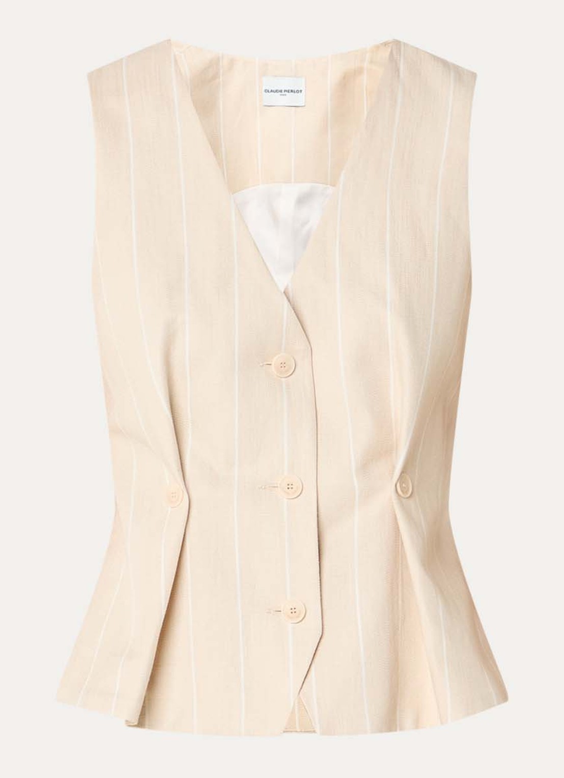 Claudie Pierlot Velitarayee gilet met streepprint - voorkant 2 creme