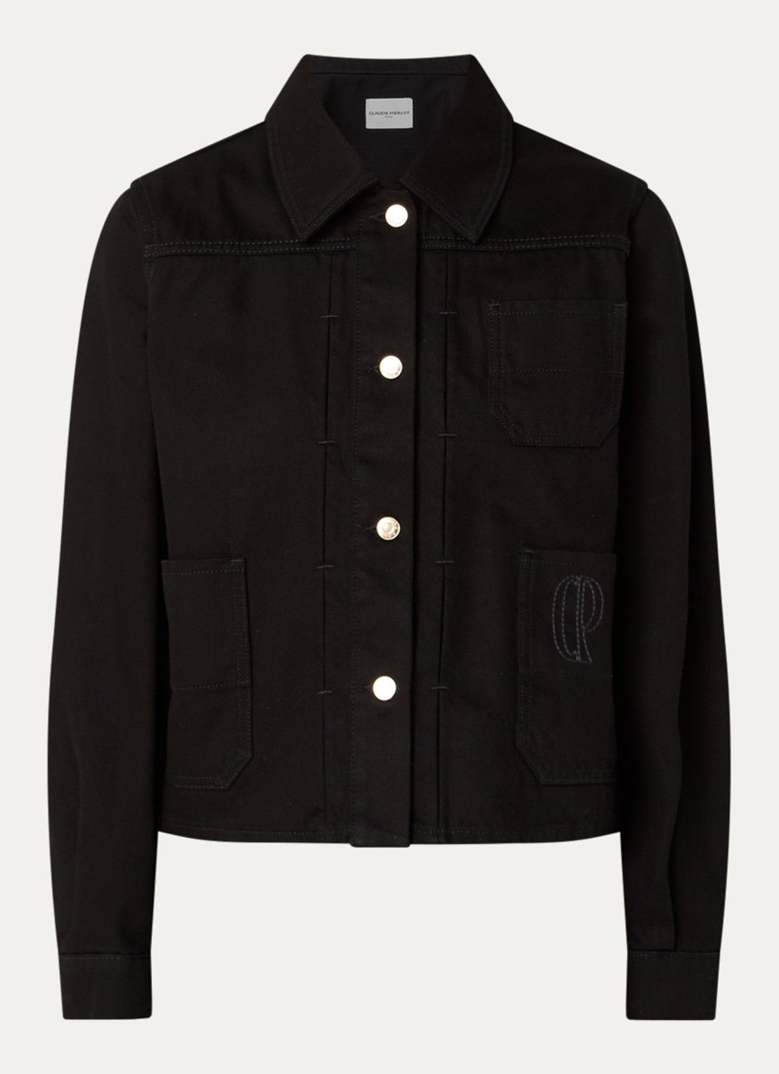 Claudie Pierlot Verona spijkerjas met borstzak - voorkant 2 zwart