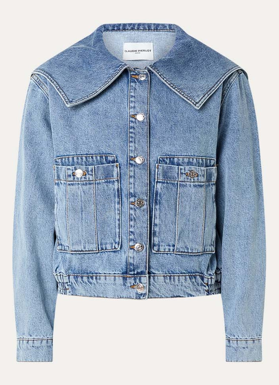 Claudie Pierlot Vesna spijkerjas met klepzakken - voorkant 3 indigo