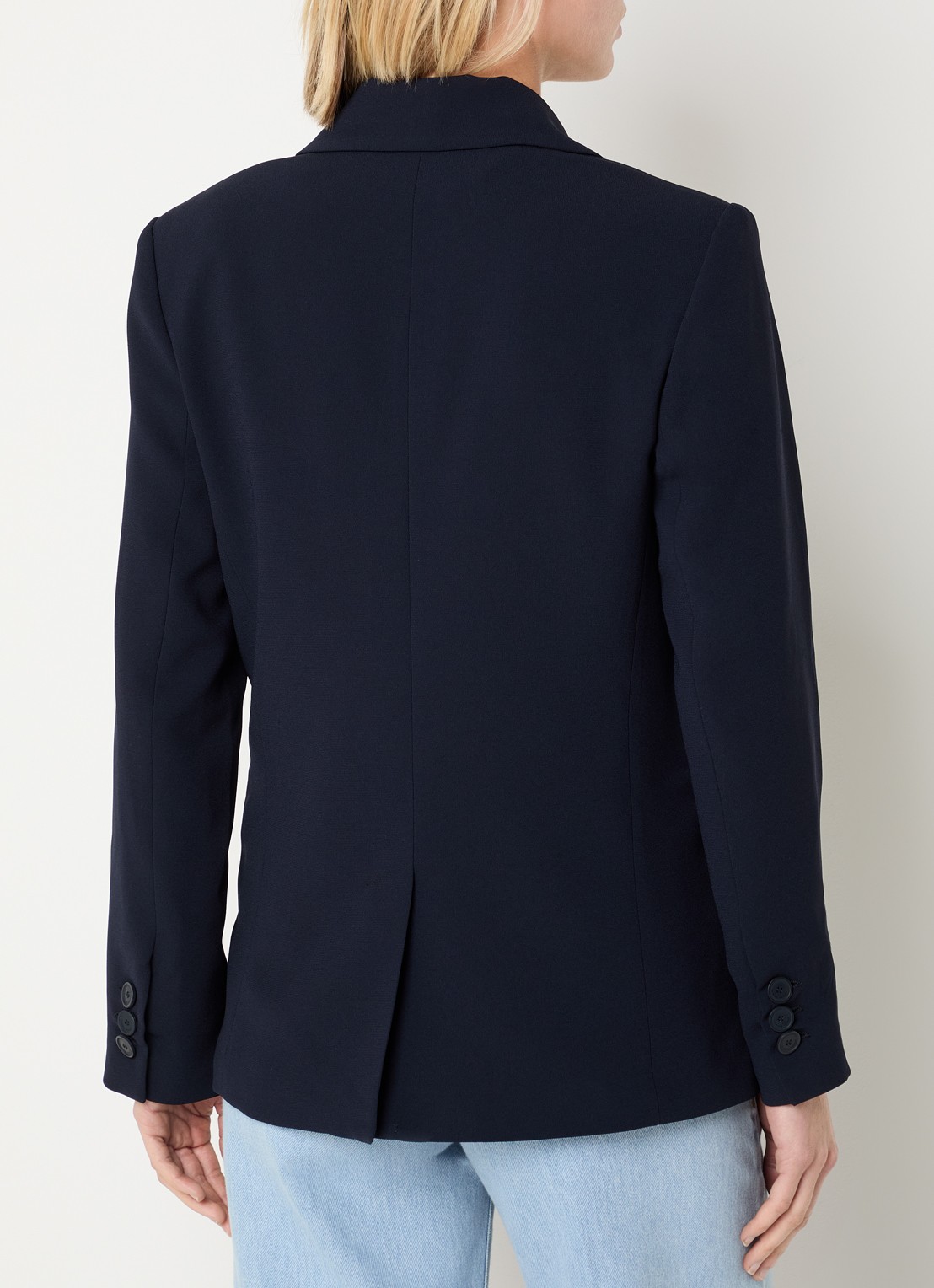 Claudie Pierlot Villaga blazer met schoudervulling en klepzakken - achterkant donkerblauw