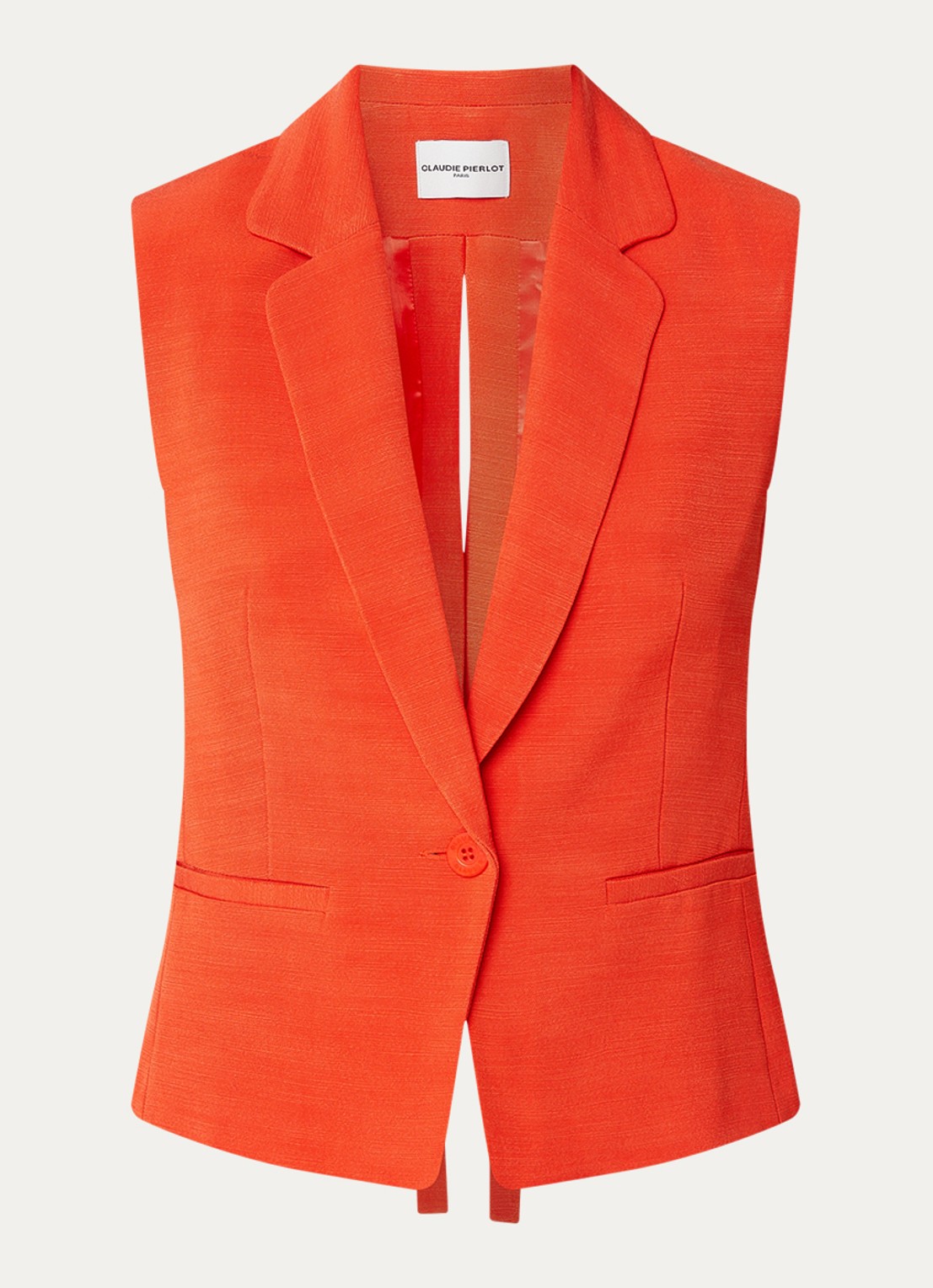 Claudie Pierlot Ville gilet met rug decolleté - voorkant 2 oranjerood