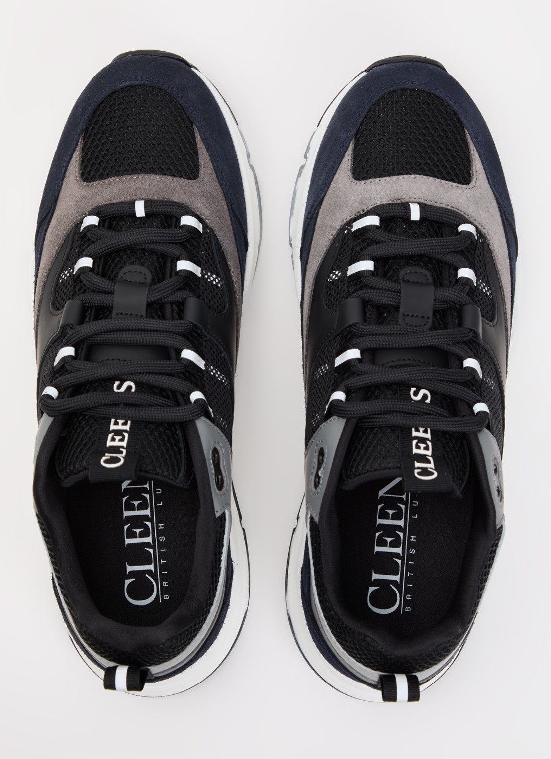 Cleens Aero Runner sneaker met suède details - detail 2 donkerblauw